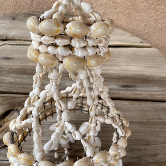 VTG 1970s Woven Shell Chandelier Hanging Swag Art 22" Long - Picture 4 of 6